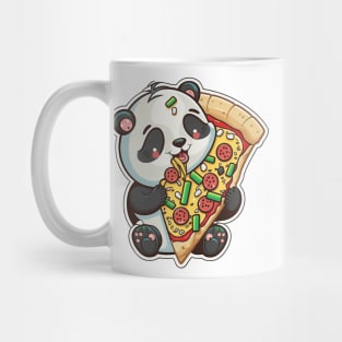 Cute Cartoon Panda Eating Pizza Funny Kawaii Mug